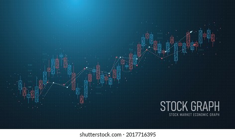 Low Poly Stock Market Trading Geometric Line Candlestick With Investor Stock Market Chart on the business side vector design picture blue background