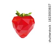 low poly strawberry images. Polygonal berry fruit logo vector illustration.