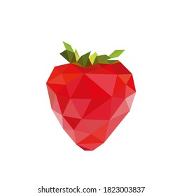 low poly strawberry images. Polygonal berry fruit logo vector illustration.