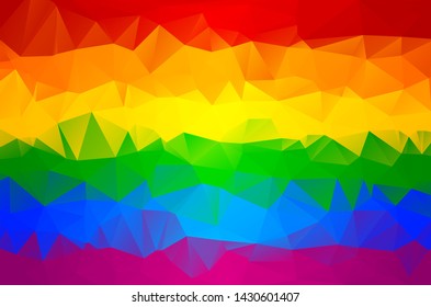 Fundo de arco-íris listrado poli baixo. Bandeira do orgulho gay. Bandeira gay. Símbolo da comunidade LGBT e LGBTI. Padrão abstrato de triângulos geométricos poligonais. Cores do arco-íris gay.