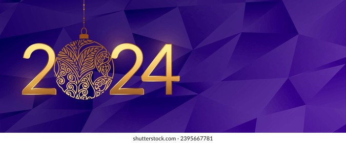 low poly style 2024 new year event banner design vector