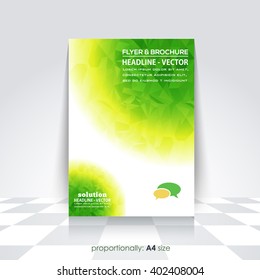 Low Poly Style A4 Flyer. Cover Design, Corporate Leaflet, Brochure Template 