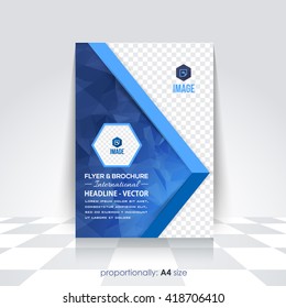 Low Poly Style A4 Flyer. Cover Design, Corporate Leaflet, Brochure Template 