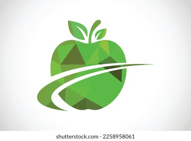 Low poly style abstract apple logo sign symbol in flat style on white background
