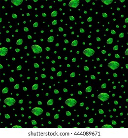 Low poly style, abstract seamless pattern with emeralds, perfect background for wall paper, cover, interior design, cloth texture and wrapping paper, emerald stone, vector illustration