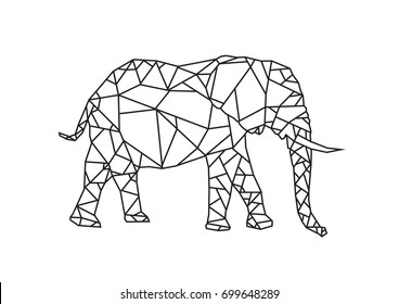 Low Poly Style art of African Elephant. Editable Clip Art.
