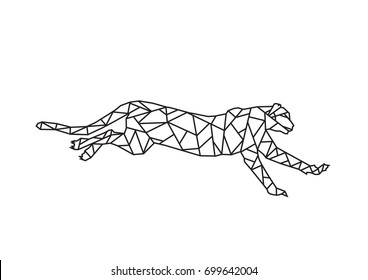 Low Poly Style art of Cheetah the fastest land animal. Editable Clip Art.