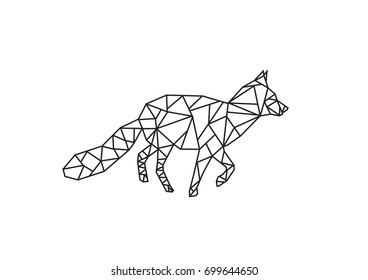 Low Poly Style art of a Fox. Editable Clip Art.