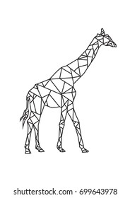 Low Poly Style art of a Giraffe which is the tallest ruminant animal. Editable Clip Art.