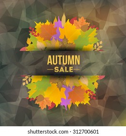 Low Poly Style Background and Autumn Sale Concept Vector Design