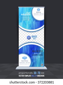 Low Poly Style Blue Colors Roll-Up Banner Design