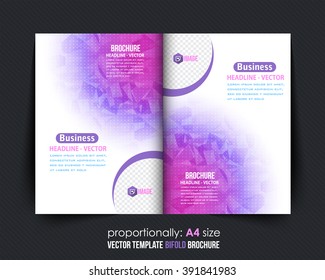 Low Poly Style Business Bi-Fold Brochure Design. Corporate Leaflet, Cover Template