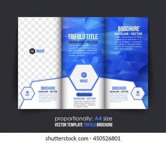 Low Poly Style Business Tri-Fold Brochure Template. Corporate Leaflet, Cover Design