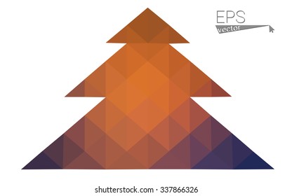 Low poly style christmas tree vector illustration consisting of triangles. Abstract triangular polygonal origami or crystal design of New Years celebration. Isolated on white background