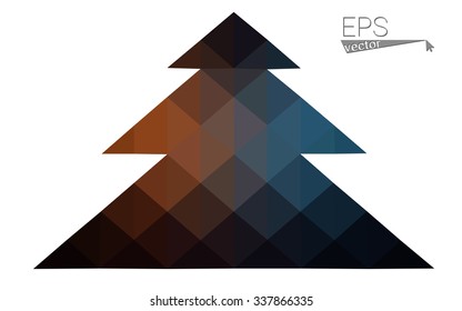 low poly style christmas tree vector illustration consisting of triangles. Abstract triangular poly origami or crystal design of New Years celebration. Isolated on white background