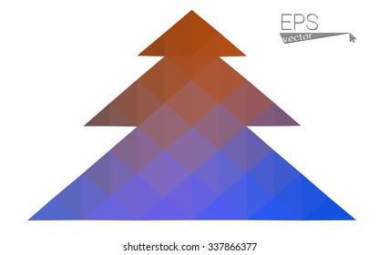 Low poly style christmas tree vector illustration consisting of triangles. Abstract triangular polygonal origami or crystal design of New Years celebration. Isolated on white background