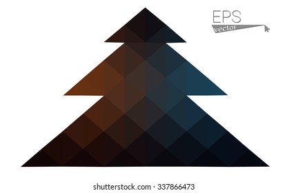Low poly style christmas tree vector illustration consisting of triangles. Abstract triangular poly origami or crystal design of New Years celebration. Isolated on white background