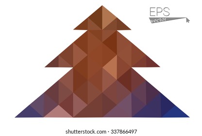 Low poly style christmas tree vector illustration consisting of triangles. Abstract triangular polygonal origami or crystal design of New Years celebration. Isolated on white background