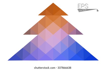 Low poly style christmas tree vector illustration consisting of triangles. Abstract triangular polygonal origami or crystal design of New Years celebration. Isolated on white background