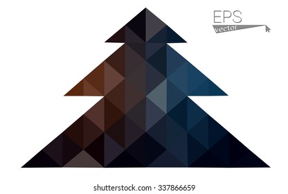 Low poly style christmas tree vector illustration consisting of triangles. Abstract triangular poly origami or crystal design of New Years celebration. Isolated on white background