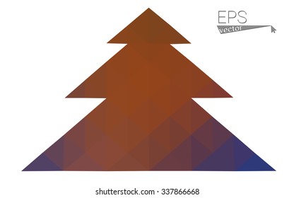 Low poly style christmas tree vector illustration consisting of triangles. Abstract triangular polygonal origami or crystal design of New Years celebration. Isolated on white background