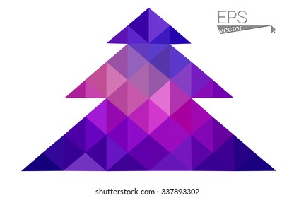 low poly style christmas tree vector illustration consisting of triangles. Abstract triangular polygonal origami or crystal design of New Years celebration. Isolated on white background