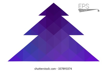 Low poly style christmas tree vector illustration consisting of triangles. Abstract triangular polygonal origami or crystal design of New Years celebration. Isolated on white background