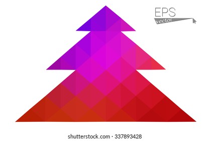 low poly style christmas tree vector illustration consisting of triangles. Abstract triangular polygonal origami or crystal design of New Years celebration. Isolated on white background