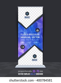 Low Poly Style Colorful Roll-Up Design, Vertical Banner