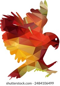 Low poly style eagle vector illustration featuring an eagle designed with geometric shapes and solid colors. The polygonal art creates a modern, abstract look, perfect for use in digital art