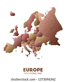 Low poly style Europe map vector illustration. Brown and beige polygonal sections. Perfect for presentations.