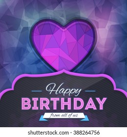Low Poly Style Happy Birthday Greeting Card Design