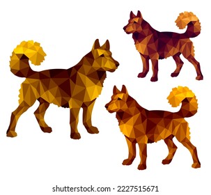 low poly style image, painted dog, husky, for decoration and stickers.