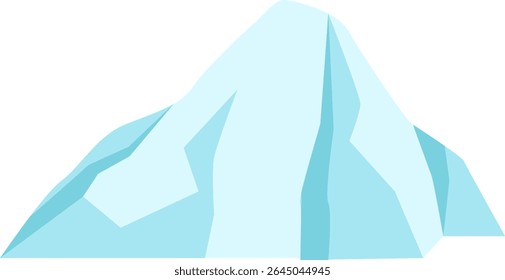 Low poly style light blue mountain peak rising on plain white background, representing concepts such as nature, climbing, hiking, challenge and achievement