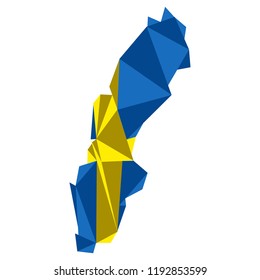 Low Poly style map of Sweden. Vector illustration design