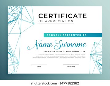 low poly style modern certificate template design