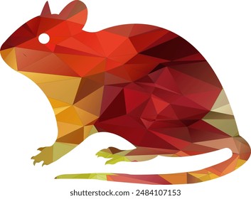 Low poly style mouse vector illustration featuring a mouse designed with geometric shapes and solid colors. The polygonal art creates a modern, abstract look, perfect for use in digital art