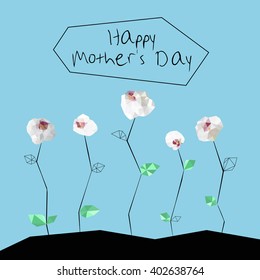 Low poly style orchids flowers. Greeting card, Mother's Day, Invitation
