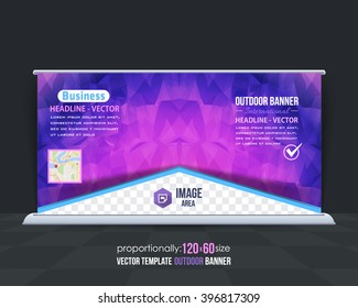 Low Poly Style Outdoor Banner, Advertising Vector Background Template 