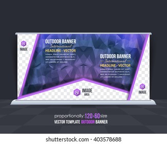 Low Poly Style Outdoor Banner, Advertising Vector Background Template 