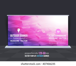 Low Poly Style Outdoor Banner, Advertising Vector Background Template 