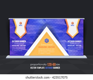 Low Poly Style Outdoor Banner, Advertising Vector Background Template 
