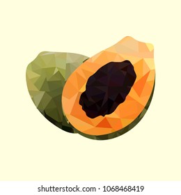 Low poly style. Papaya . Vector illustration. Fresh fruit .