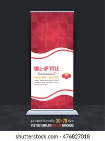 Low Poly Style Roll-Up Banner, Advertising Vector Background Design