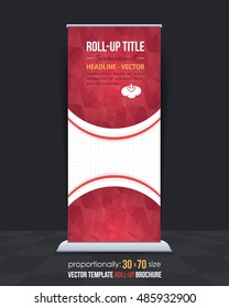 Low Poly Style Roll-Up Banner, Advertising Vector Background Design
