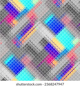 Low poly style seamless pattern. Tileable image. Small squares with glass effect. Seamless diagonal glass mosaic pattern.