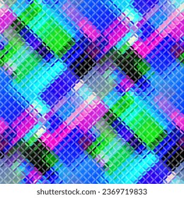 Low poly style seamless pattern. Tileable image. Small squares with glass effect. Seamless diagonal glass mosaic pattern.