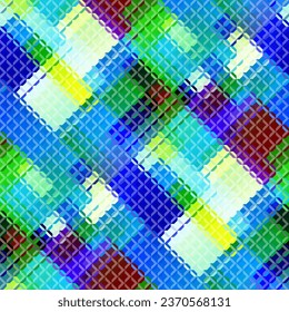 Low poly style seamless pattern. Tileable image. Small squares with glass effect. Seamless diagonal glass mosaic pattern.