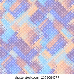 Low poly style seamless pattern. Tileable image. Small squares with glass effect. Seamless diagonal glass mosaic pattern.