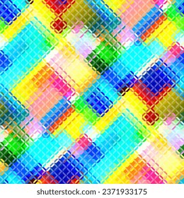 Low poly style seamless pattern. Tileable image. Small squares with glass effect. Seamless diagonal glass mosaic pattern.